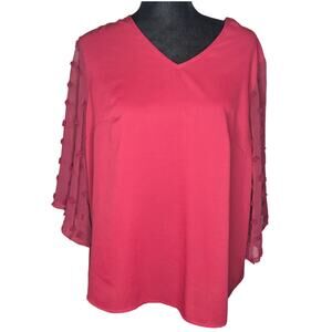 Shein Red Burgandy 1xl Curve blouse Valentines Day